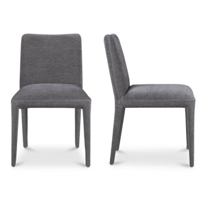 Moe's Home Calla Dining Chair Set Of 2 - Elegant Upholstered Design With Sturdy Ash Wood Frame For Dining Spaces Grey Upholstery, 100% Polyester,Ash Wood Frame Me-1062-25