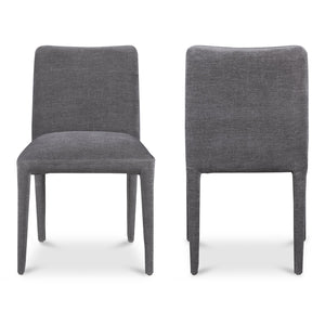 Moe's Home Calla Dining Chair Set Of 2 - Elegant Upholstered Design With Sturdy Ash Wood Frame For Dining Spaces Grey Upholstery, 100% Polyester,Ash Wood Frame Me-1062-25
