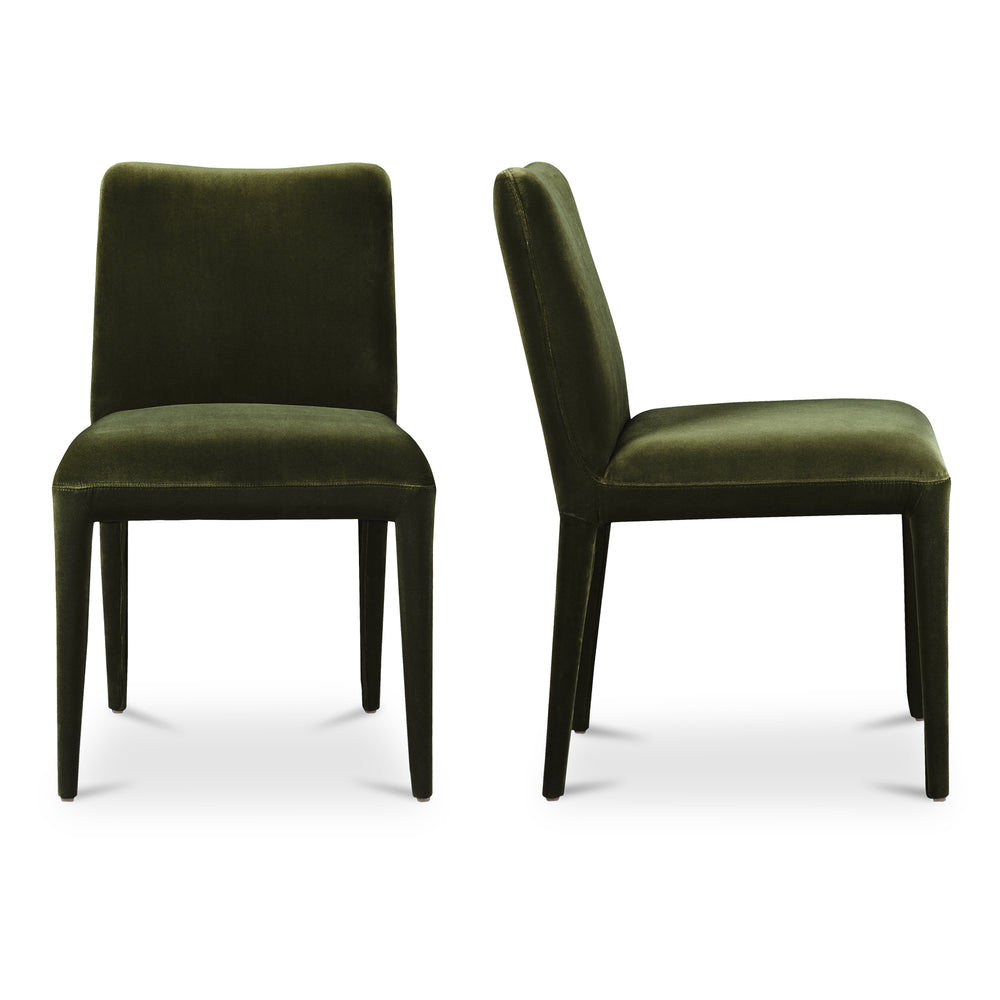Moe's Home Calla Dining Chair Set Of 2 - Elegant Upholstered Design With Sturdy Ash Wood Frame For Dining Spaces Green Upholstery, 100% Polyester,Ash Wood Frame Me-1062-27