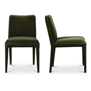 Moe's Home Calla Dining Chair Set Of 2 - Elegant Upholstered Design With Sturdy Ash Wood Frame For Dining Spaces Green Upholstery, 100% Polyester,Ash Wood Frame Me-1062-27