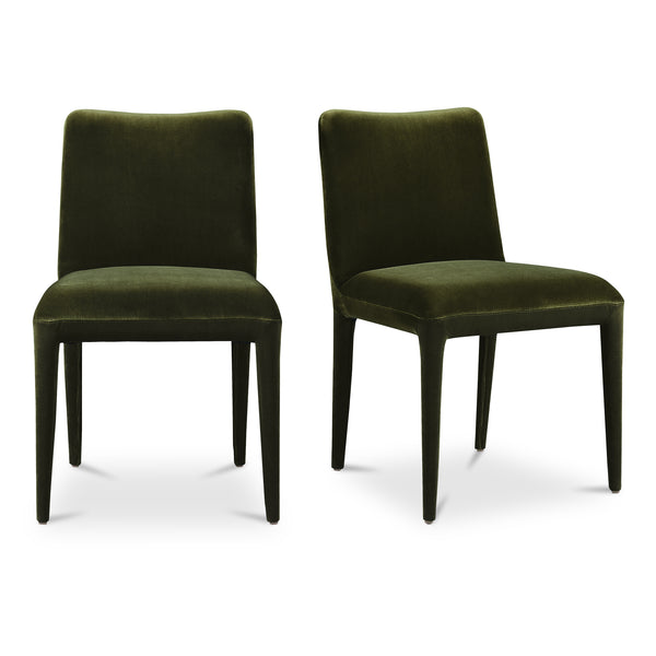 Moe's Home Calla Dining Chair Set Of 2 - Elegant Upholstered Design With Sturdy Ash Wood Frame For Dining Spaces Green Upholstery, 100% Polyester,Ash Wood Frame Me-1062-27