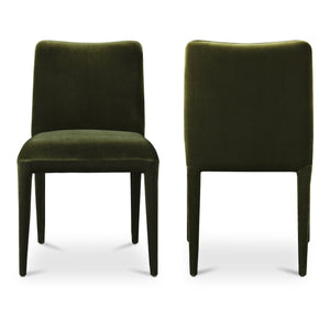 Moe's Home Calla Dining Chair Set Of 2 - Elegant Upholstered Design With Sturdy Ash Wood Frame For Dining Spaces Green Upholstery, 100% Polyester,Ash Wood Frame Me-1062-27