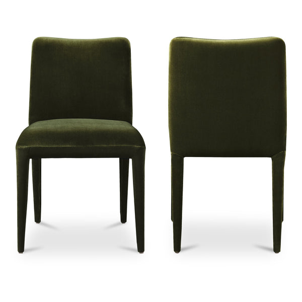 Moe's Home Calla Dining Chair Set Of 2 - Elegant Upholstered Design With Sturdy Ash Wood Frame For Dining Spaces Green Upholstery, 100% Polyester,Ash Wood Frame Me-1062-27