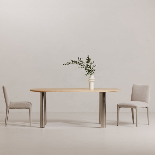 Moe's Home Calla Dining Chair Set Of 2 - Elegant Upholstered Design With Sturdy Ash Wood Frame For Dining Spaces Grey Upholstery, 100% Polyester,Ash Wood Frame Me-1062-29