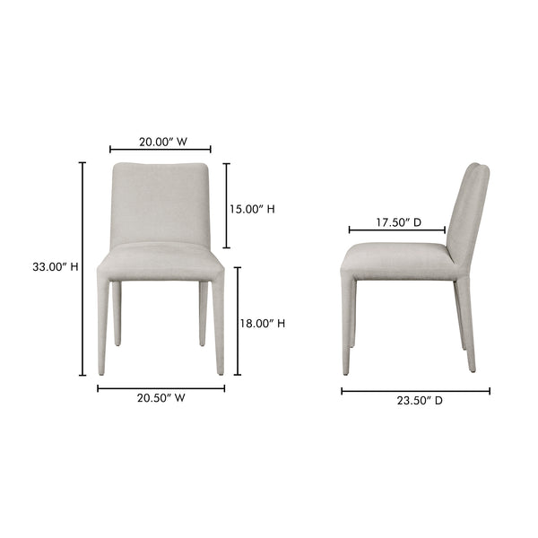 Moe's Home Calla Dining Chair Set Of 2 - Elegant Upholstered Design With Sturdy Ash Wood Frame For Dining Spaces Grey Upholstery, 100% Polyester,Ash Wood Frame Me-1062-29