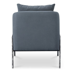 Moe's Home Archer Accent Chair With Hammered Metal Frame And Soft Cotton-linen Upholstery For Timeless Style Blue Upholstery, 51% Cotton,49% Linen,Forged Iron Legs Me-1063-26