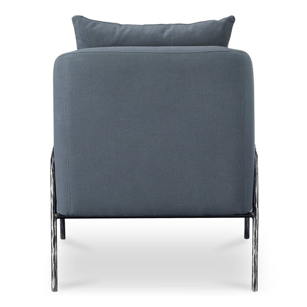 Moe's Home Archer Accent Chair With Hammered Metal Frame And Soft Cotton-linen Upholstery For Timeless Style Blue Upholstery, 51% Cotton,49% Linen,Forged Iron Legs Me-1063-26