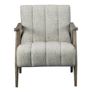 Moe's Home Aster Accent Chair - Mid-century Charm With Solid Oak Frame And Textured Upholstery For Any Space Beige Upholstery, 93% Polyester,7% Acrylic,Solid Oak Frame Me-1064-34
