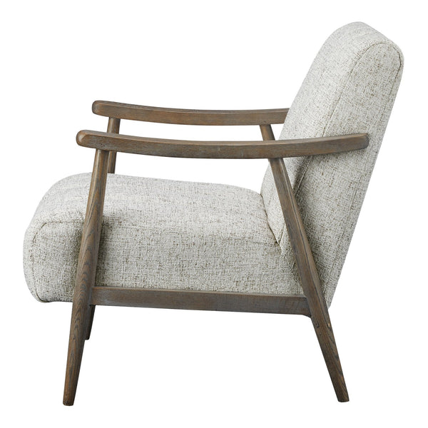 Moe's Home Aster Accent Chair - Mid-century Charm With Solid Oak Frame And Textured Upholstery For Any Space Beige Upholstery, 93% Polyester,7% Acrylic,Solid Oak Frame Me-1064-34