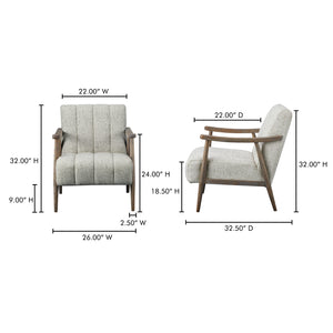 Moe's Home Aster Accent Chair - Mid-century Charm With Solid Oak Frame And Textured Upholstery For Any Space Beige Upholstery, 93% Polyester,7% Acrylic,Solid Oak Frame Me-1064-34