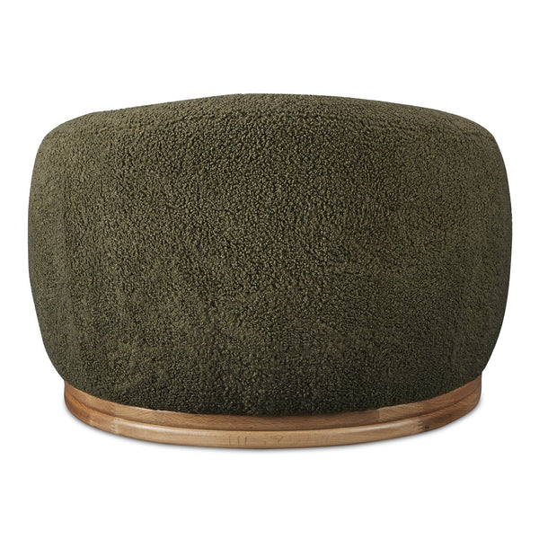 Moe's Home Marlowe Lounge Chair – Elegant Faux Shearling Comfort With Durable Rubber Wood Base For Modern Spaces Green Upholstery, 100% Polyester,Solid Rubber Wood Base Me-1065-16