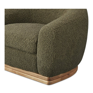 Moe's Home Marlowe Lounge Chair – Elegant Faux Shearling Comfort With Durable Rubber Wood Base For Modern Spaces Green Upholstery, 100% Polyester,Solid Rubber Wood Base Me-1065-16