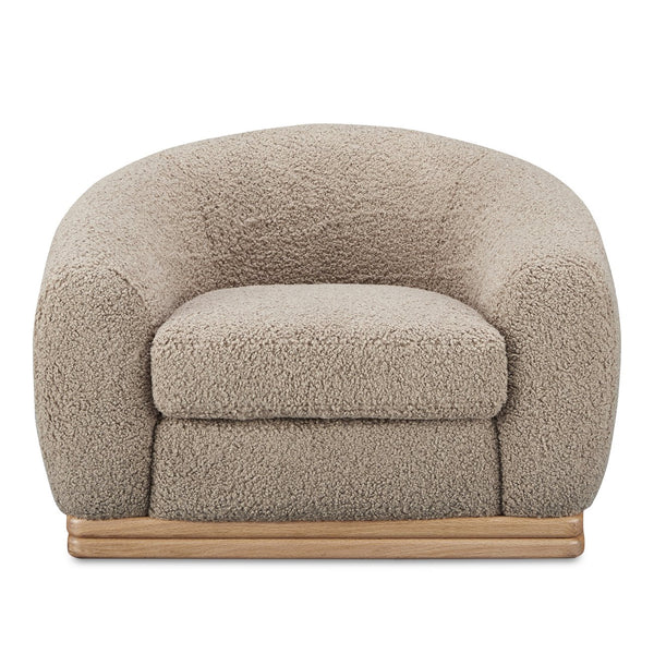 Moe's Home Marlowe Lounge Chair – Elegant Faux Shearling Comfort With Durable Rubber Wood Base For Modern Spaces Taupe Upholstery, 100% Polyester,Solid Rubber Wood Base Me-1065-39