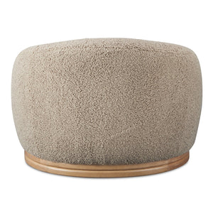 Moe's Home Marlowe Lounge Chair – Elegant Faux Shearling Comfort With Durable Rubber Wood Base For Modern Spaces Taupe Upholstery, 100% Polyester,Solid Rubber Wood Base Me-1065-39