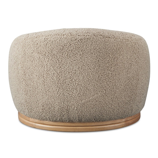 Moe's Home Marlowe Lounge Chair – Elegant Faux Shearling Comfort With Durable Rubber Wood Base For Modern Spaces Taupe Upholstery, 100% Polyester,Solid Rubber Wood Base Me-1065-39