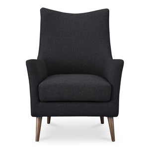 Moe's Home Fisher Armchair: Timeless Wool Blend Design With Soft Herringbone Pattern For Ultimate Comfort Grey Upholstery, 50% Wool 50% Polyester,Solid Rubber Wood Legs Me-1066-07