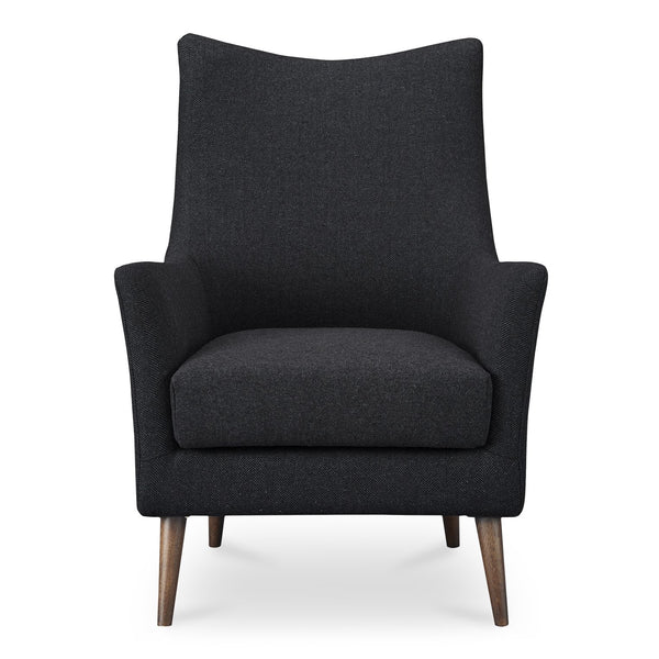 Moe's Home Fisher Armchair: Timeless Wool Blend Design With Soft Herringbone Pattern For Ultimate Comfort Grey Upholstery, 50% Wool 50% Polyester,Solid Rubber Wood Legs Me-1066-07