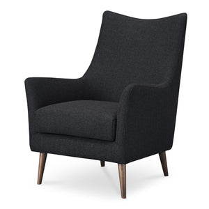Moe's Home Fisher Armchair: Timeless Wool Blend Design With Soft Herringbone Pattern For Ultimate Comfort Grey Upholstery, 50% Wool 50% Polyester,Solid Rubber Wood Legs Me-1066-07