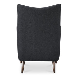 Moe's Home Fisher Armchair: Timeless Wool Blend Design With Soft Herringbone Pattern For Ultimate Comfort Grey Upholstery, 50% Wool 50% Polyester,Solid Rubber Wood Legs Me-1066-07
