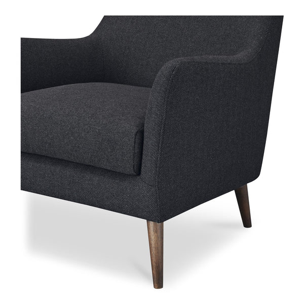 Moe's Home Fisher Armchair: Timeless Wool Blend Design With Soft Herringbone Pattern For Ultimate Comfort Grey Upholstery, 50% Wool 50% Polyester,Solid Rubber Wood Legs Me-1066-07