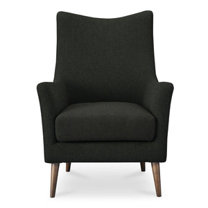 Moe's Home Fisher Armchair: Timeless Wool Blend Design With Soft Herringbone Pattern For Ultimate Comfort Green Upholstery, 50% Wool 50% Polyester,Solid Rubber Wood Legs Me-1066-27