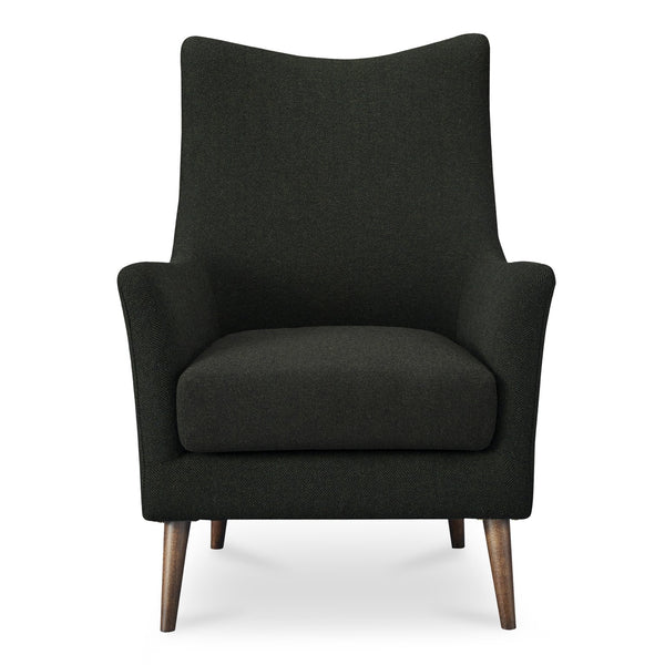 Moe's Home Fisher Armchair: Timeless Wool Blend Design With Soft Herringbone Pattern For Ultimate Comfort Green Upholstery, 50% Wool 50% Polyester,Solid Rubber Wood Legs Me-1066-27