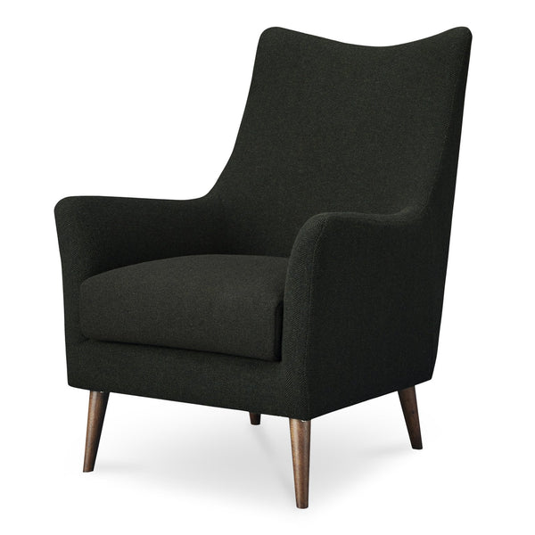 Moe's Home Fisher Armchair: Timeless Wool Blend Design With Soft Herringbone Pattern For Ultimate Comfort Green Upholstery, 50% Wool 50% Polyester,Solid Rubber Wood Legs Me-1066-27