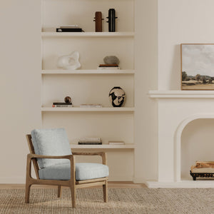 Moe's Home Fearne Accent Chair - Timeless Mid-century Design With Solid Oak Frame And Soft Touch Upholstery Brown Upholstery, 75% Cotton,25% Polyester,Solid Oak Frame Me-1067-14