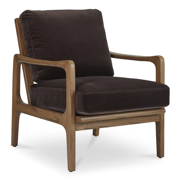 Moe's Home Fearne Accent Chair - Timeless Mid-century Design With Solid Oak Frame And Soft-touch Upholstery Brown Upholstery, 100% Polyester,Solid Oak Frame Me-1067-20