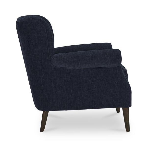 Moe's Home Harriet Accent Chair - Timeless Transitional Design With Rolled Arms And Luxurious Upholstery Comfort Blue Upholstery, 100% Polyester,Solid Rubber Wood Legs Me-1068-19