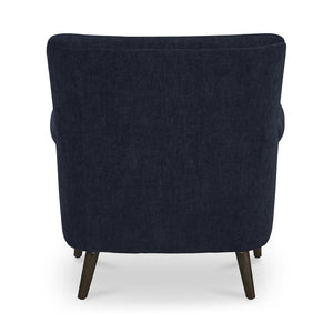 Moe's Home Harriet Accent Chair - Timeless Transitional Design With Rolled Arms And Luxurious Upholstery Comfort Blue Upholstery, 100% Polyester,Solid Rubber Wood Legs Me-1068-19