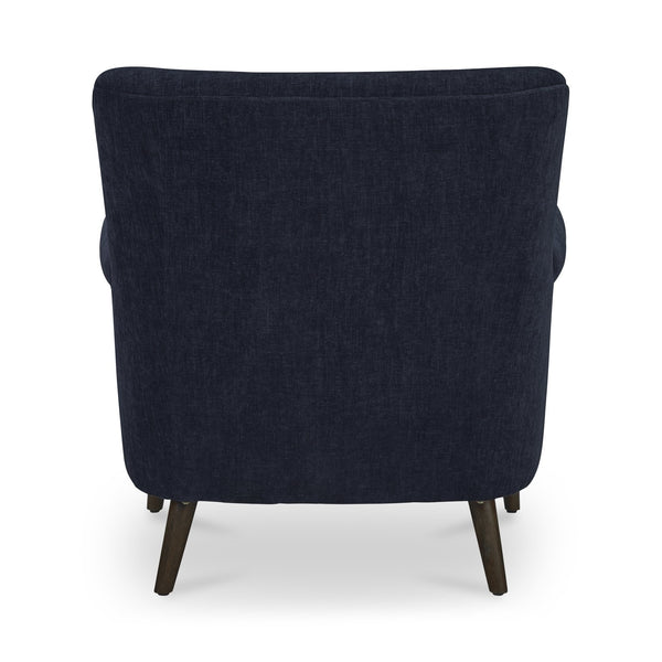 Moe's Home Harriet Accent Chair - Timeless Transitional Design With Rolled Arms And Luxurious Upholstery Comfort Blue Upholstery, 100% Polyester,Solid Rubber Wood Legs Me-1068-19