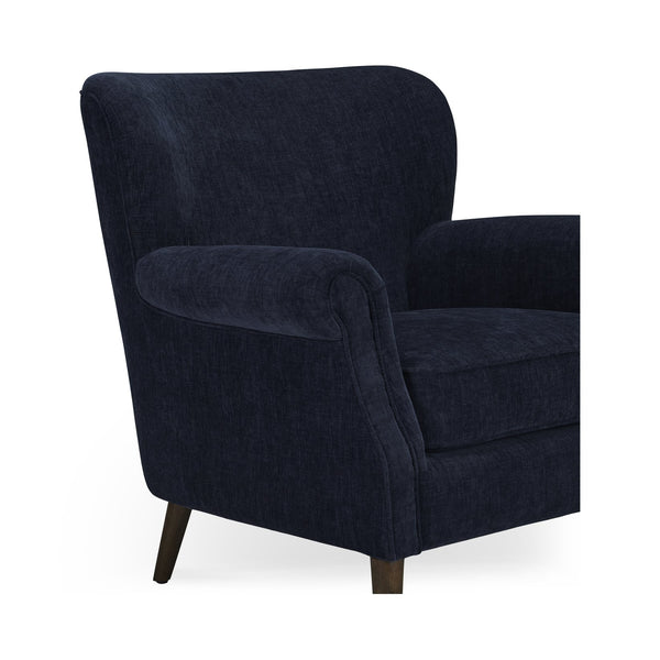 Moe's Home Harriet Accent Chair - Timeless Transitional Design With Rolled Arms And Luxurious Upholstery Comfort Blue Upholstery, 100% Polyester,Solid Rubber Wood Legs Me-1068-19
