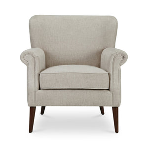 Moe's Home Harriet Accent Chair - Timeless Transitional Design With Rolled Arms And Luxurious Upholstery Comfort Beige Upholstery, 100% Polyester,Solid Rubber Wood Legs Me-1068-34