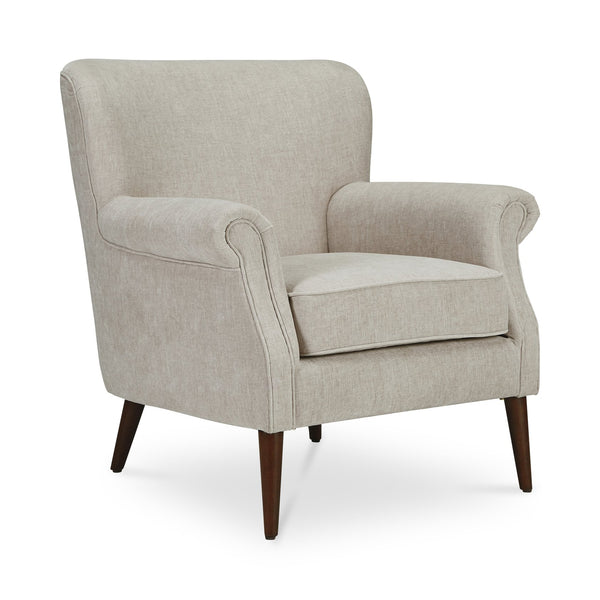 Moe's Home Harriet Accent Chair - Timeless Transitional Design With Rolled Arms And Luxurious Upholstery Comfort Beige Upholstery, 100% Polyester,Solid Rubber Wood Legs Me-1068-34