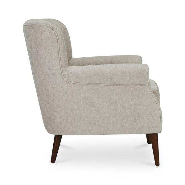 Moe's Home Harriet Accent Chair - Timeless Transitional Design With Rolled Arms And Luxurious Upholstery Comfort Beige Upholstery, 100% Polyester,Solid Rubber Wood Legs Me-1068-34