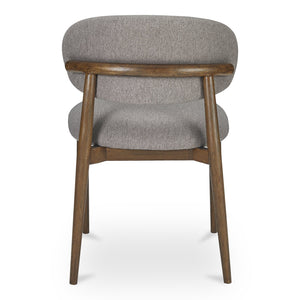 Moe's Home Ellie Dining Chair - Elegant Winged Backrest With Easy-clean Upholstery & Sturdy Rubberwood Frame Brown Upholstery, 100% Polyester,Rubber Wood Frame Me-1069-21