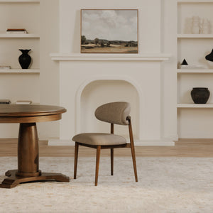 Moe's Home Ellie Dining Chair - Elegant Winged Backrest With Easy-clean Upholstery & Sturdy Rubberwood Frame Brown Upholstery, 100% Polyester,Rubber Wood Frame Me-1069-21