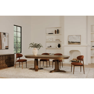 Moe's Home Ellie Dining Chair - Elegant Winged Backrest With Easy-clean Upholstery & Sturdy Rubberwood Frame Red Upholstery, 100% Polyester,Rubber Wood Frame Me-1069-22