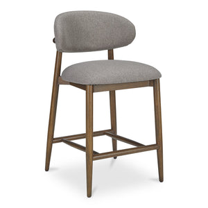 Moe's Home Ellie Counter Stool - Elegant Winged Backrest With Easy-clean Fabric And Sturdy Rubberwood Frame Brown Upholstery, 100% Polyester,Rubber Wood Frame Me-1070-21