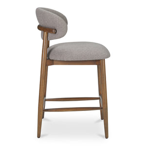 Moe's Home Ellie Counter Stool - Elegant Winged Backrest With Easy-clean Fabric And Sturdy Rubberwood Frame Brown Upholstery, 100% Polyester,Rubber Wood Frame Me-1070-21