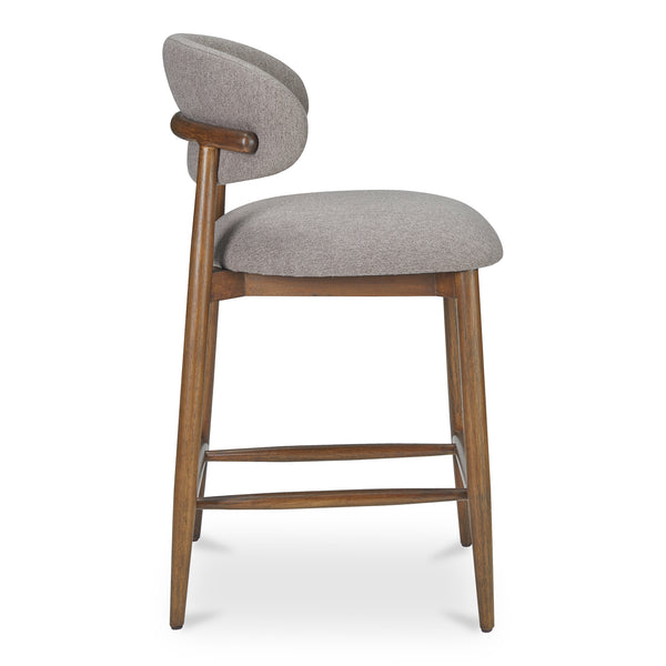 Moe's Home Ellie Counter Stool - Elegant Winged Backrest With Easy-clean Fabric And Sturdy Rubberwood Frame Brown Upholstery, 100% Polyester,Rubber Wood Frame Me-1070-21