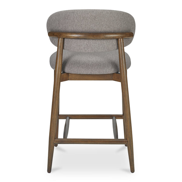 Moe's Home Ellie Counter Stool - Elegant Winged Backrest With Easy-clean Fabric And Sturdy Rubberwood Frame Brown Upholstery, 100% Polyester,Rubber Wood Frame Me-1070-21