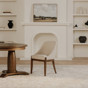 Moe's Home Edward Dining Chair - Rustic Solid Oak Frame With Comfortable Performance Fabric For Elegant Dining Beige Upholstery, 100% Polyester,Solid Oak Frame Me-1071-34