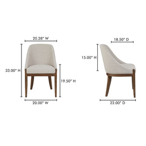 Moe's Home Edward Dining Chair - Rustic Solid Oak Frame With Comfortable Performance Fabric For Elegant Dining Beige Upholstery, 100% Polyester,Solid Oak Frame Me-1071-34