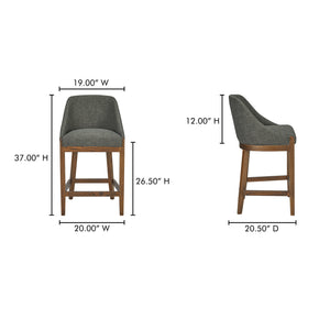 Moe's Home Edward Counter Stool - Elegant Comfort With Stain-resistant Fabric And Solid Oak Frame For Home Décor Green Upholstery, 100% Polyester,Solid Oak Frame Me-1072-27