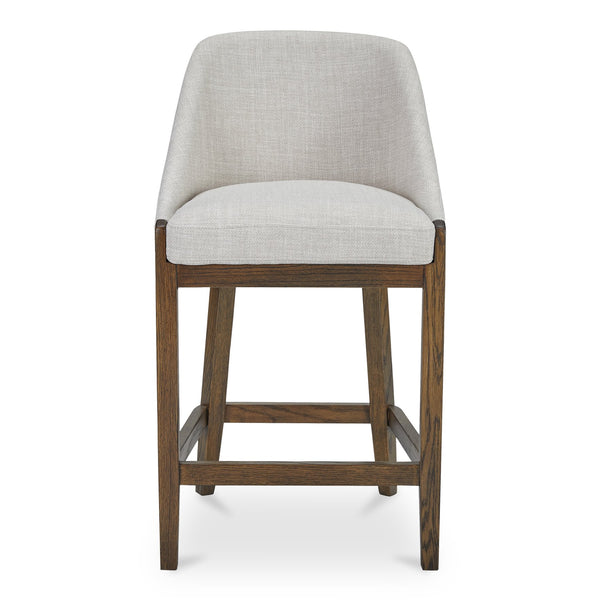 Moe's Home Edward Counter Stool - Elegant Comfort With Stain-resistant Fabric And Solid Oak Frame For Home Décor Beige Upholstery, 100% Polyester,Solid Oak Frame Me-1072-34