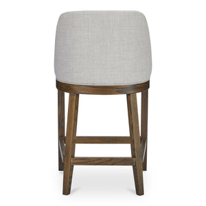 Moe's Home Edward Counter Stool - Elegant Comfort With Stain-resistant Fabric And Solid Oak Frame For Home Décor Beige Upholstery, 100% Polyester,Solid Oak Frame Me-1072-34
