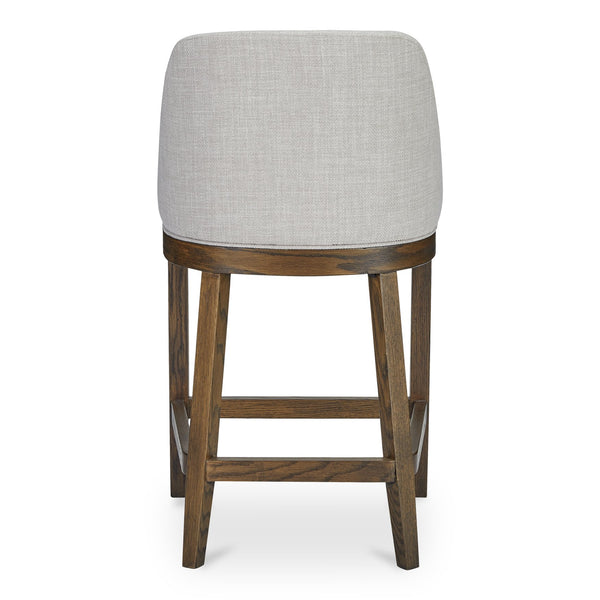 Moe's Home Edward Counter Stool - Elegant Comfort With Stain-resistant Fabric And Solid Oak Frame For Home Décor Beige Upholstery, 100% Polyester,Solid Oak Frame Me-1072-34
