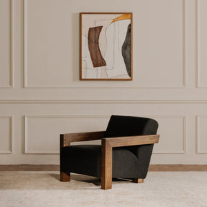 Moe's Home Garnet Lounge Chair - Solid Oak Frame With Soft Wool Blend Upholstery For Timeless Comfort & Style Grey Upholstery, 50% Wool 50% Polyester,Solid Oak Frame Me-1075-07